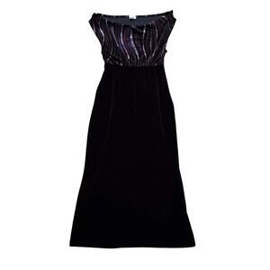 VTG Velvet Maxi dress M 4 6 Black Pink‎ 90s Y2K Whimsigoth Fairy Witchy Vintage